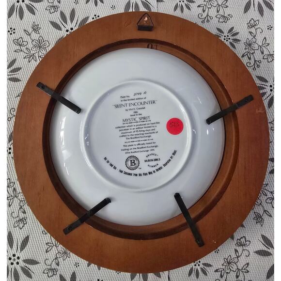 Vintage 1995 Bradford Exchange Mystic Spirit “Silent Encounter”Wolf Plate Framed - Picture 6 of 16